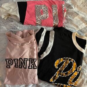PINK Victoria's Secret Short Sleeve Tees - Black, Pink, and Red
